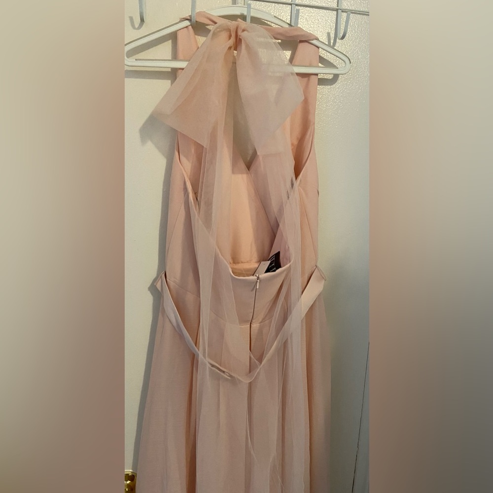 NWT White by Vera Wang Chiffon Halter Dress, Tulle Bow Blush‎ Sz 14 - Picture 13 of 13